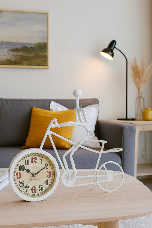 Horloge décorative cycliste métal noir