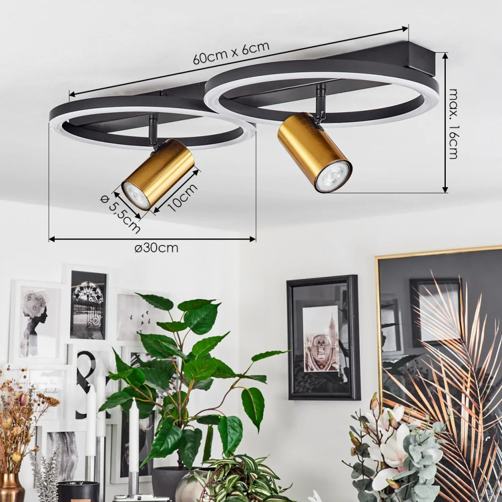 Reboleiro Plafonnier LED Noir, 4 lumières