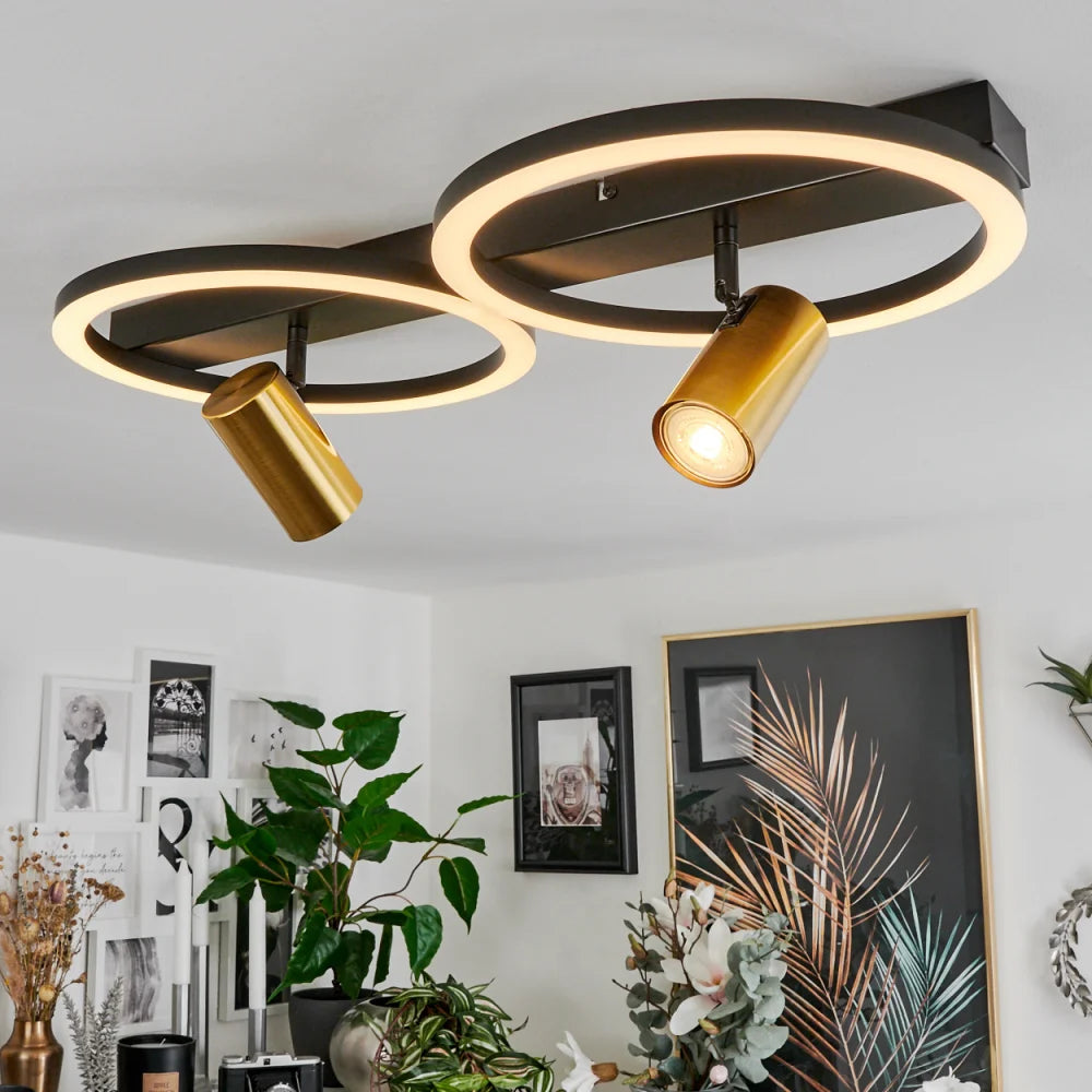 Reboleiro Plafonnier LED Noir, 4 lumières