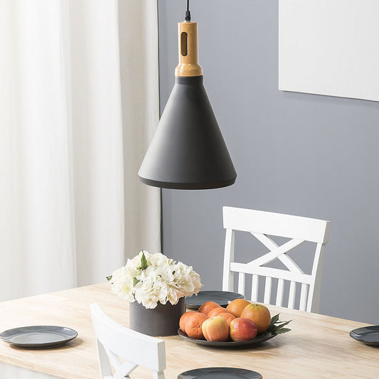 MODERNE MONOLIGHT MÉTAL NOIR & OR AVEC BOIS BEIGE Ø23cm