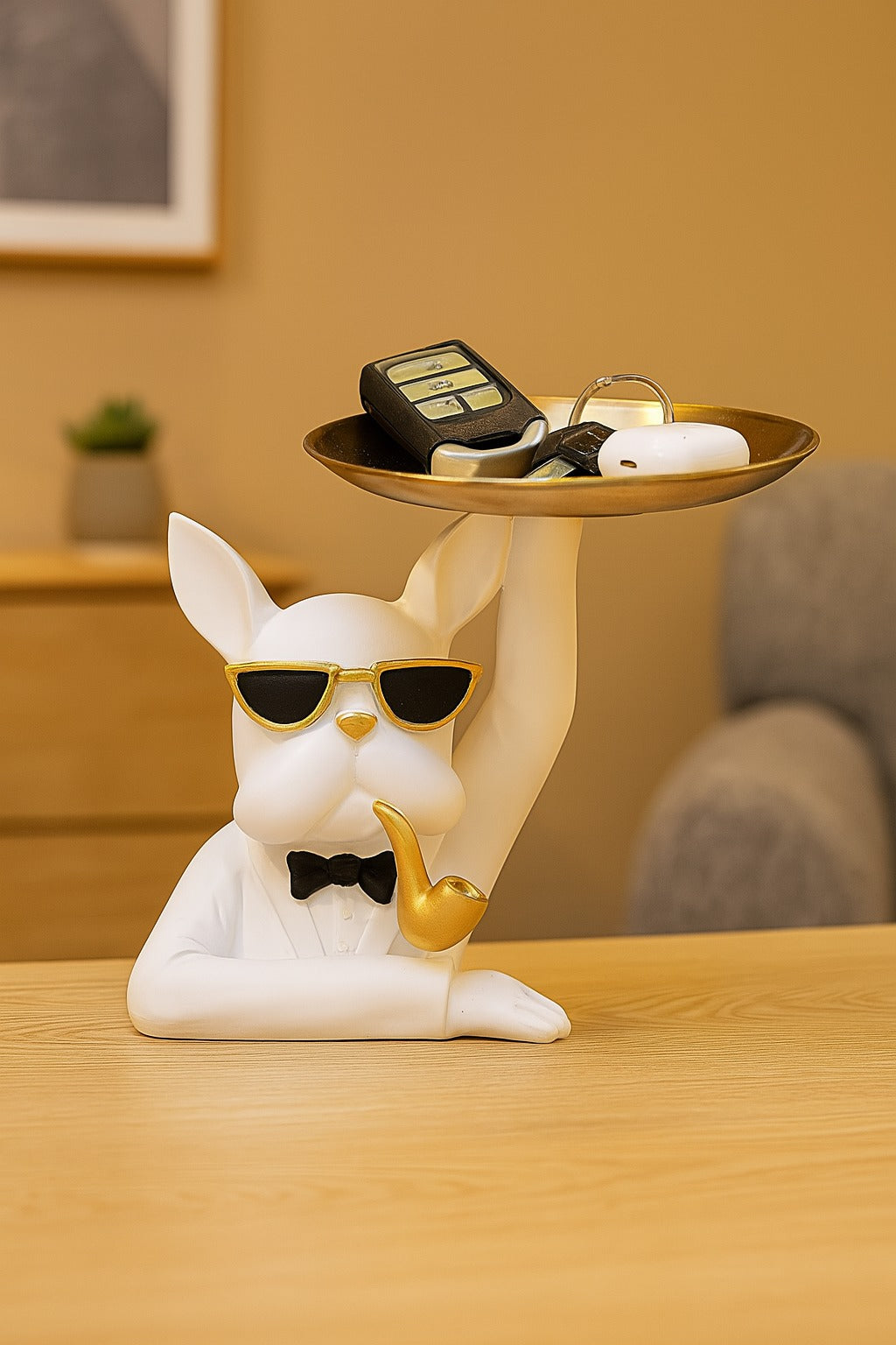 Vide-Poches Lapin Gentleman Blanc – 18×18 cm